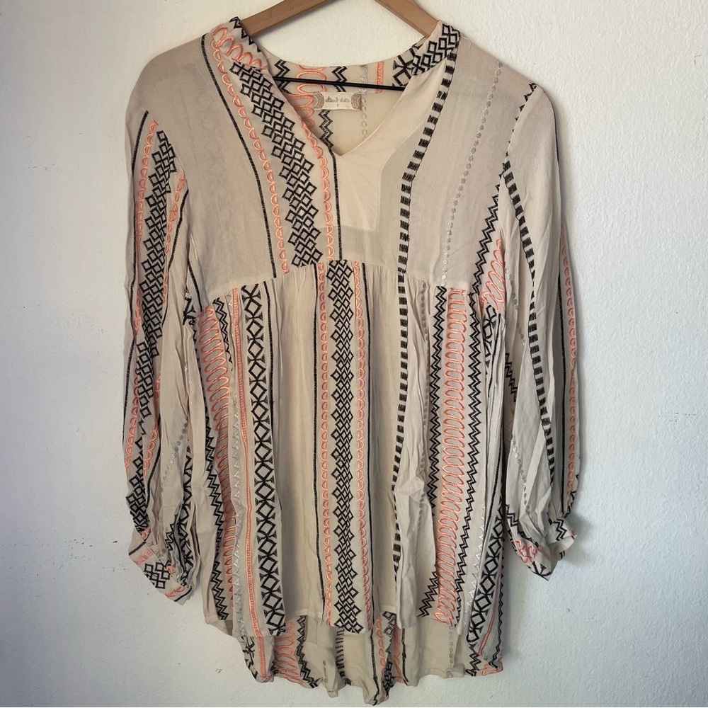 Altar’d State Beige Copper Embroidered Tunic Size Small